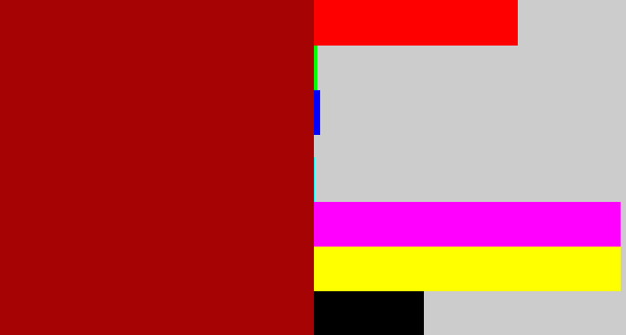 Hex color #a50304 - darkish red