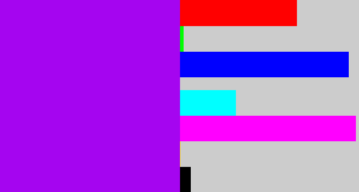 Hex color #a505f0 - violet