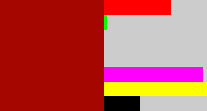 Hex color #a50700 - darkish red