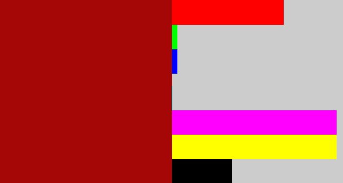 Hex color #a50707 - darkish red