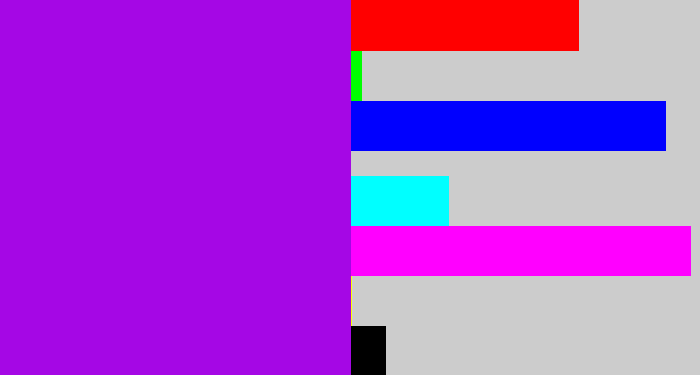 Hex color #a507e5 - vibrant purple