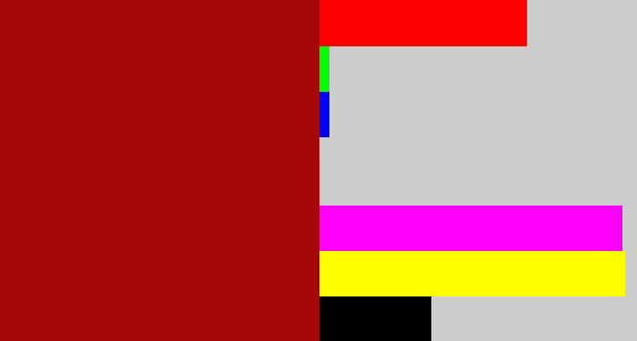 Hex color #a50807 - darkish red