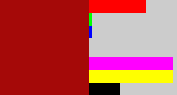 Hex color #a50908 - darkish red