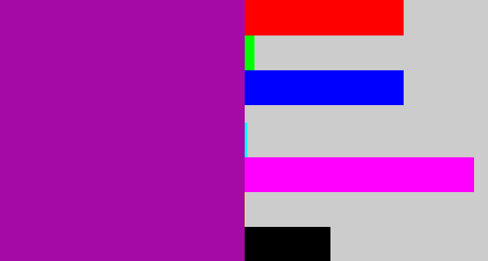Hex color #a50aa6 - barney purple