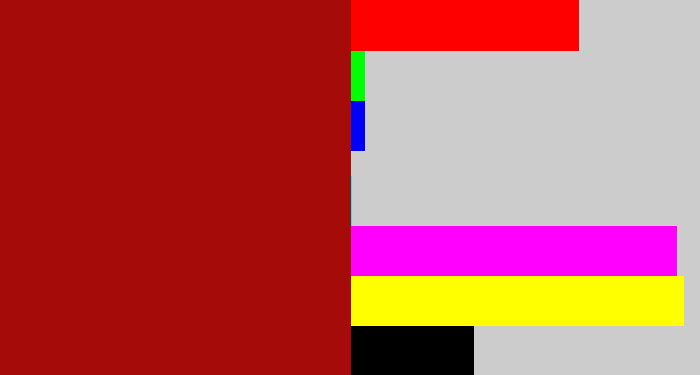 Hex color #a50b09 - darkish red