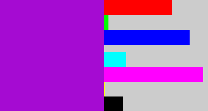 Hex color #a50bd2 - vibrant purple