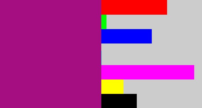 Hex color #a50e80 - barney purple