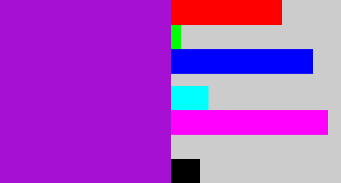Hex color #a510d3 - vibrant purple