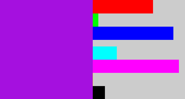 Hex color #a510df - vibrant purple