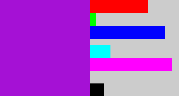 Hex color #a511d5 - vibrant purple