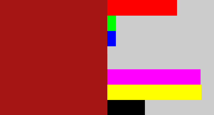 Hex color #a51514 - carmine