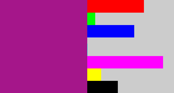 Hex color #a5168a - barney purple