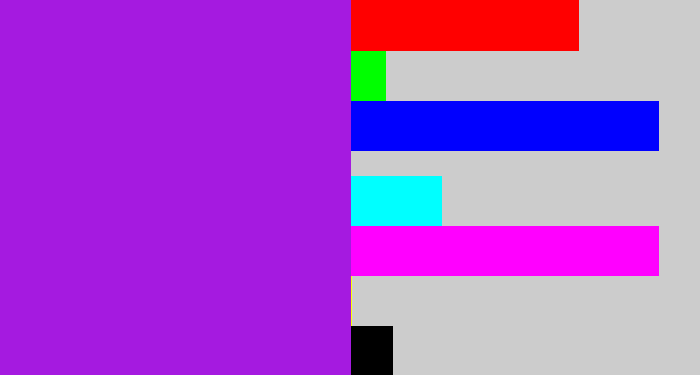Hex color #a51ae0 - violet