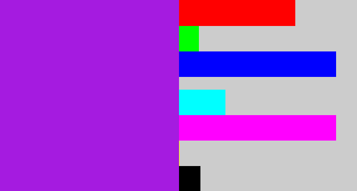 Hex color #a51be0 - violet
