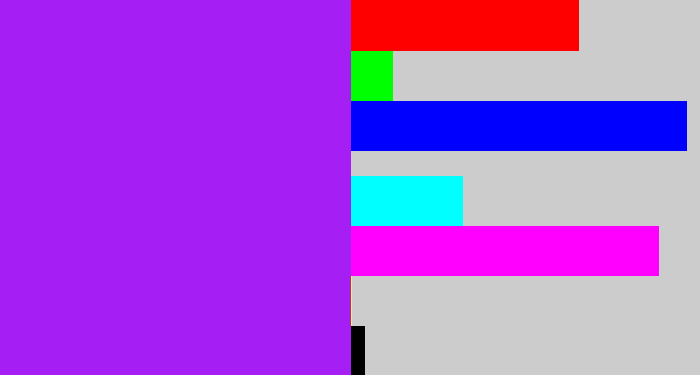 Hex color #a51ef4 - electric purple