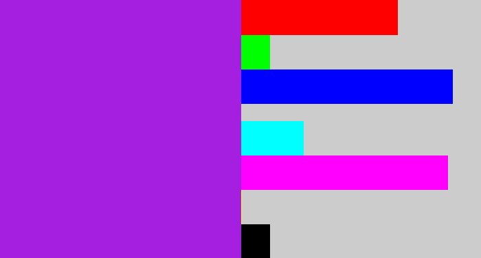 Hex color #a51fe0 - violet