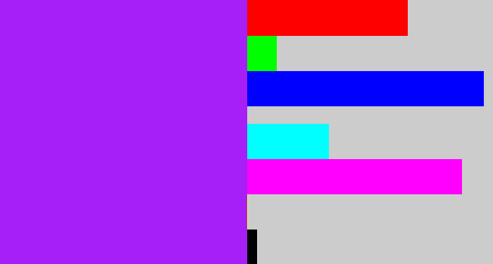 Hex color #a51ff6 - electric purple