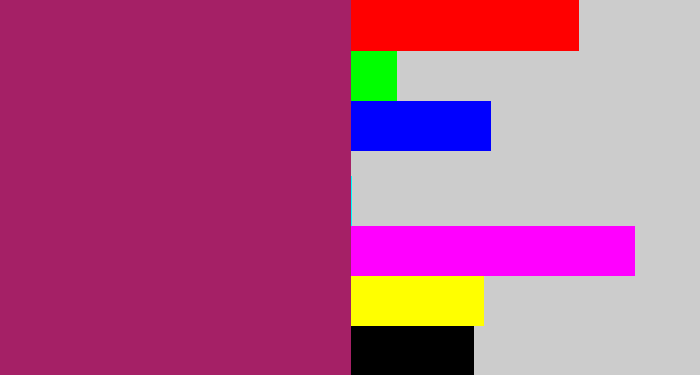Hex color #a52066 - dark fuchsia