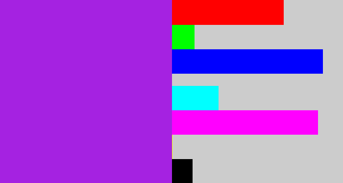 Hex color #a522e1 - violet