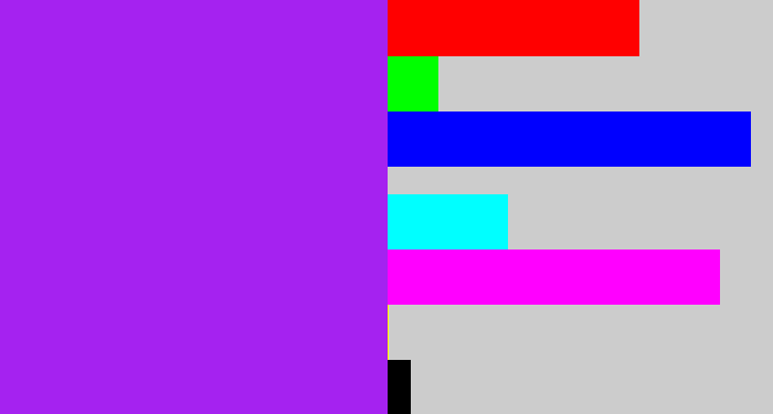 Hex color #a522f0 - electric purple