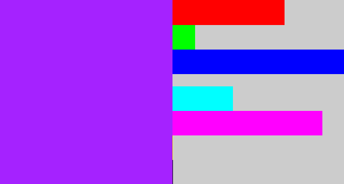 Hex color #a522ff - electric purple