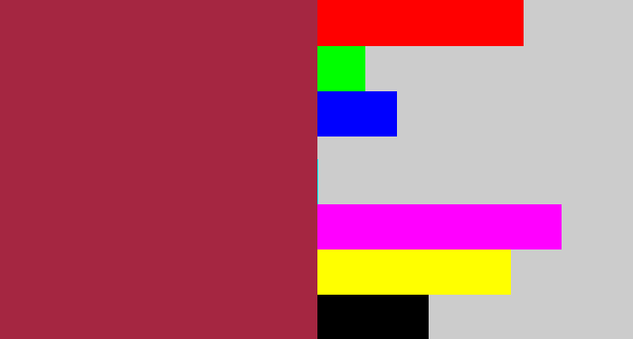 Hex color #a52641 - rouge