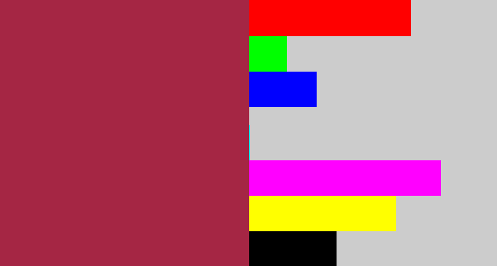 Hex color #a52644 - rouge