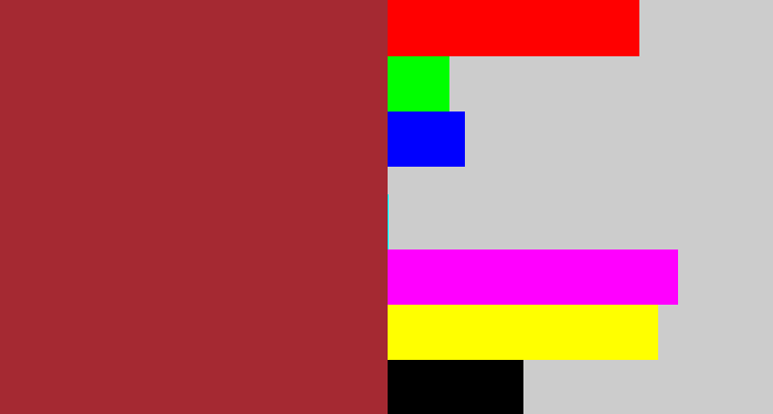Hex color #a52932 - brick