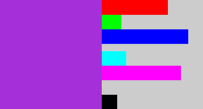 Hex color #a530d9 - lightish purple