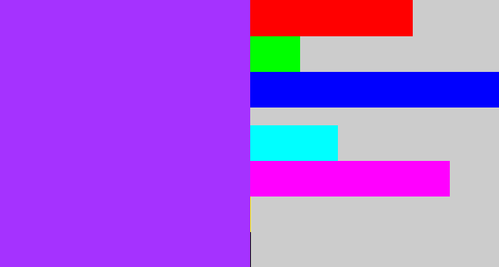 Hex color #a532ff - electric purple