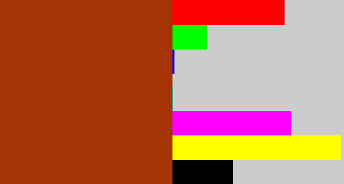 Hex color #a53303 - russet