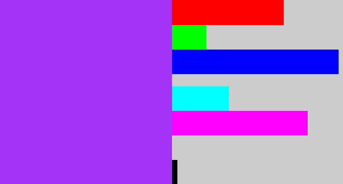 Hex color #a533f7 - electric purple