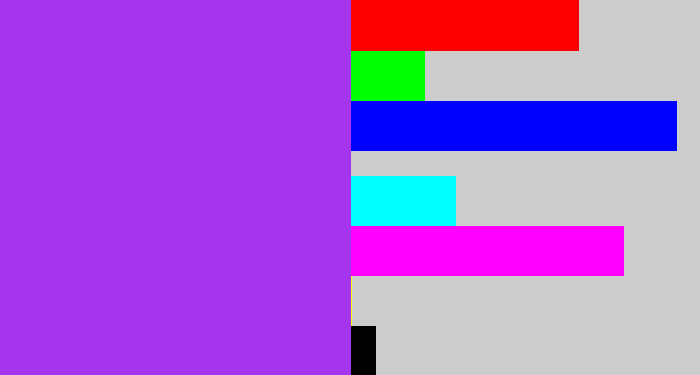 Hex color #a535ec - electric purple