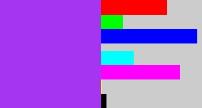 Hex color #a535f1 - electric purple