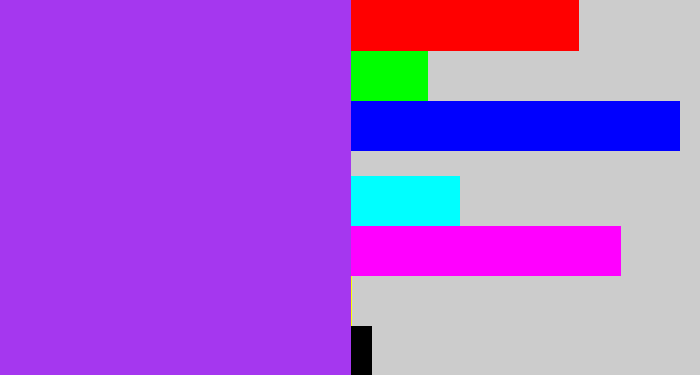 Hex color #a537ef - electric purple