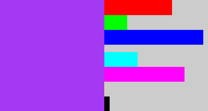 Hex color #a538f2 - electric purple