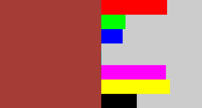 Hex color #a53c35 - brick