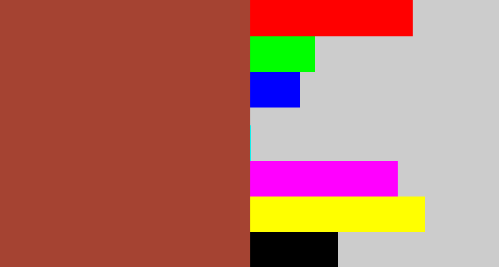 Hex color #a54332 - brick