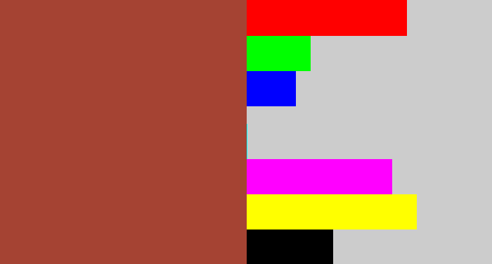 Hex color #a54333 - brick