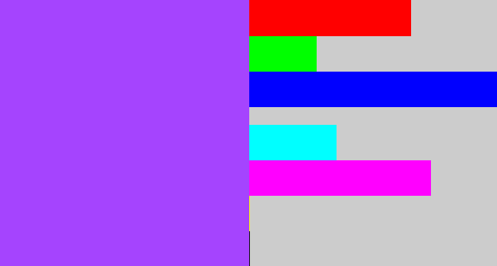 Hex color #a544fe - lighter purple