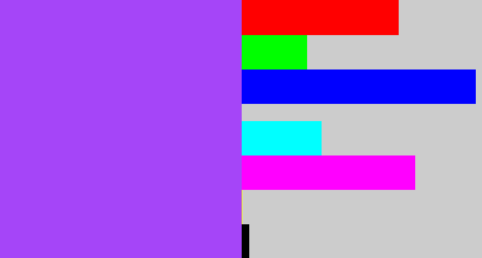 Hex color #a545f8 - lighter purple