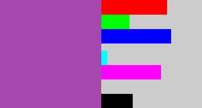 Hex color #a547af - medium purple