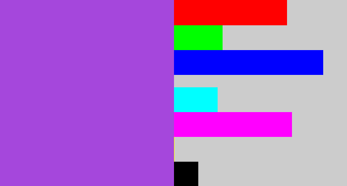 Hex color #a547dc - lightish purple