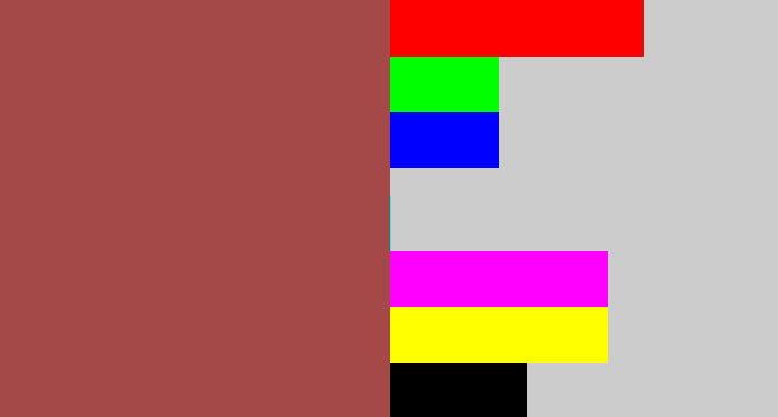 Hex color #a54848 - light maroon