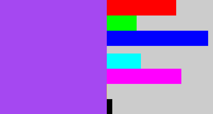 Hex color #a548f1 - lightish purple
