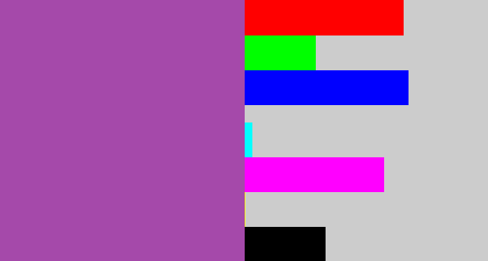 Hex color #a549aa - medium purple