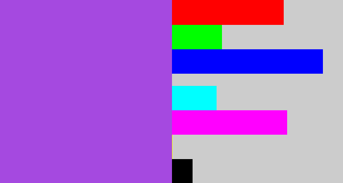 Hex color #a549e0 - lightish purple