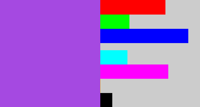 Hex color #a549e1 - lightish purple