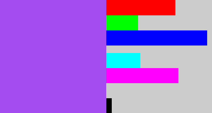Hex color #a54cf1 - lightish purple