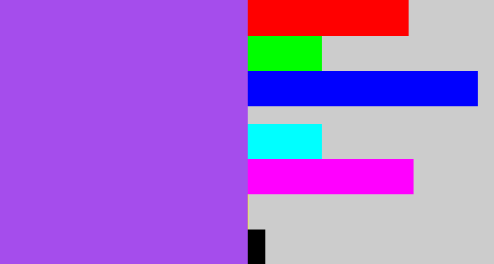 Hex color #a54dec - lightish purple